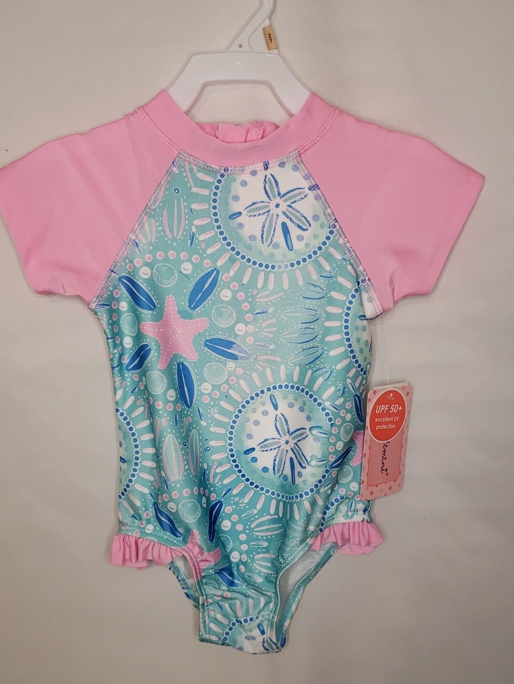 Floatimini Pink & Aqua Starfish One-Piece Swim Suit for Kids